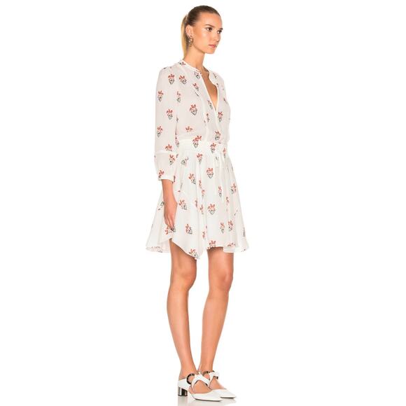 A.L.C. Dasha Silk Mini Dress in White & Peach - Picture 4 of 12